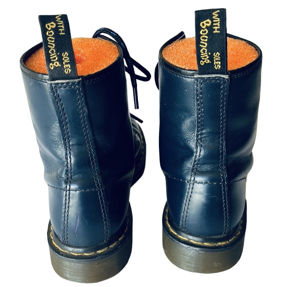 Dr. Martens Made in England VTG Combat Boots, Size UK 8.5, Navy Blue Leather - Picture 3 of 10